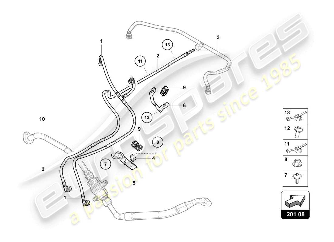 lamborghini lp720-4 coupe 50 (2014) diagrama de piezas de la línea de combustible