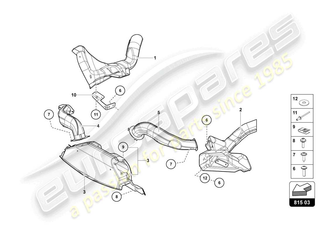 lamborghini lp700-4 coupe (2016) diagrama de piezas de cartón para conductos de aire