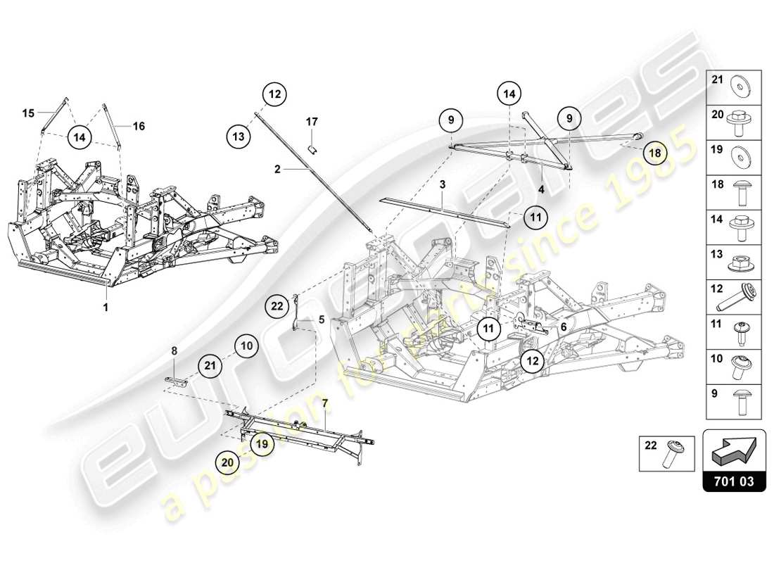 lamborghini 2014 (lp720-4 coupe 50) parte trasera del marco de acabado diagrama de piezas