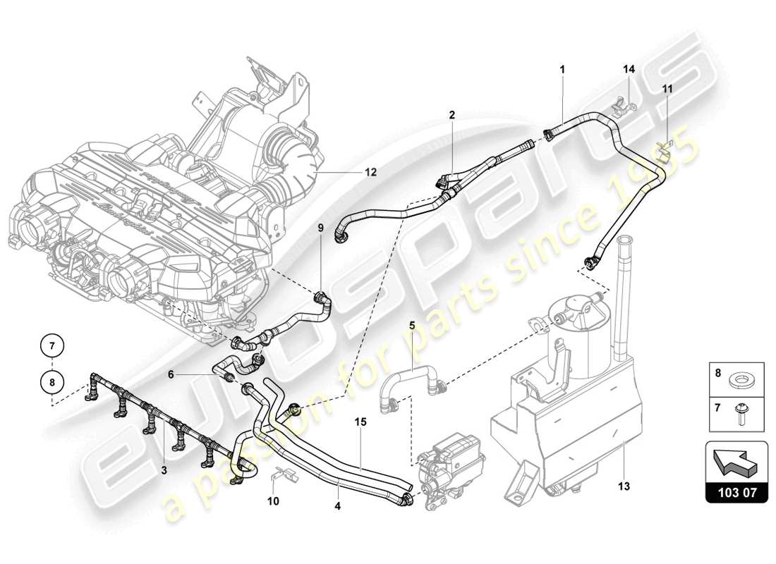 lamborghini 2014 (lp720-4 coupe 50) ventilación para tapa de culata diagrama de pieza