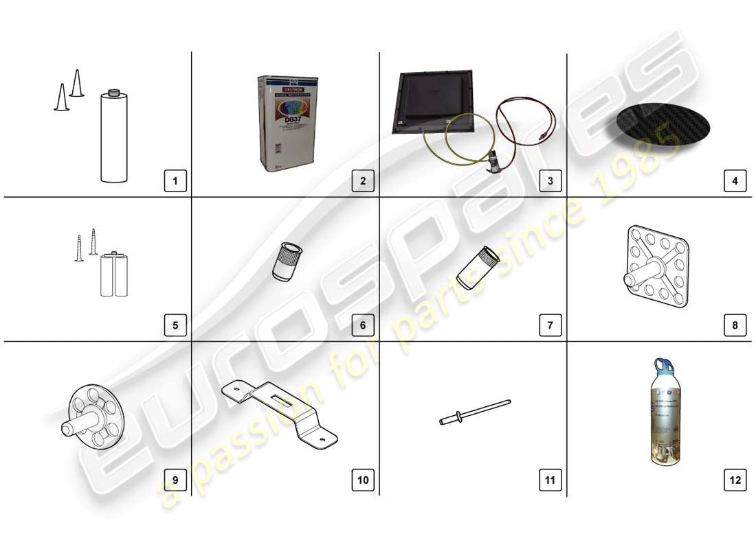 lamborghini 2014 (lp720-4 coupe 50) diagrama de piezas del juego de reparación
