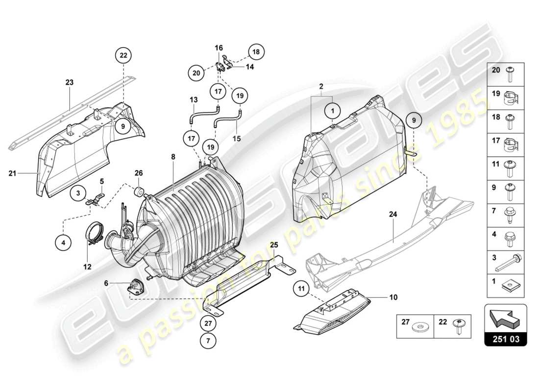 lamborghini 2016 (lp700-4 coupe) silenciador con catalizador diagrama de piezas