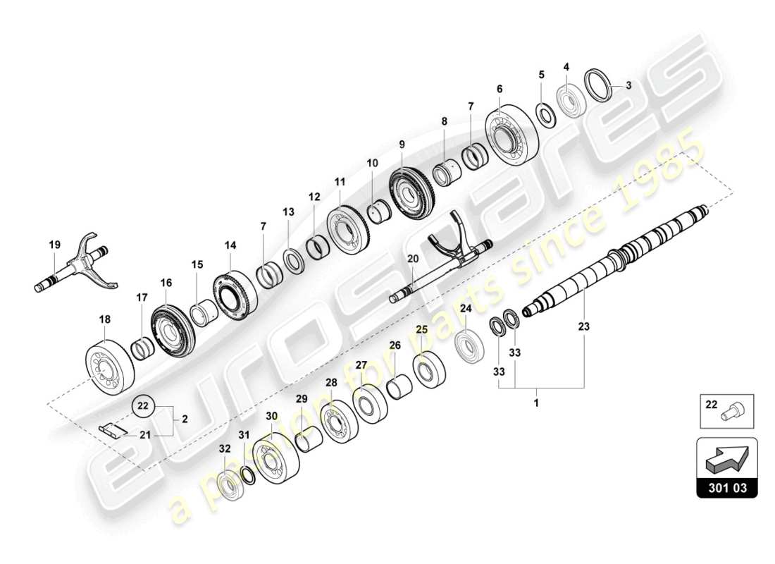 lamborghini 2017 (lp750-4 sv coupe) diagrama de piezas del eje de la caja de engranajes de reducción