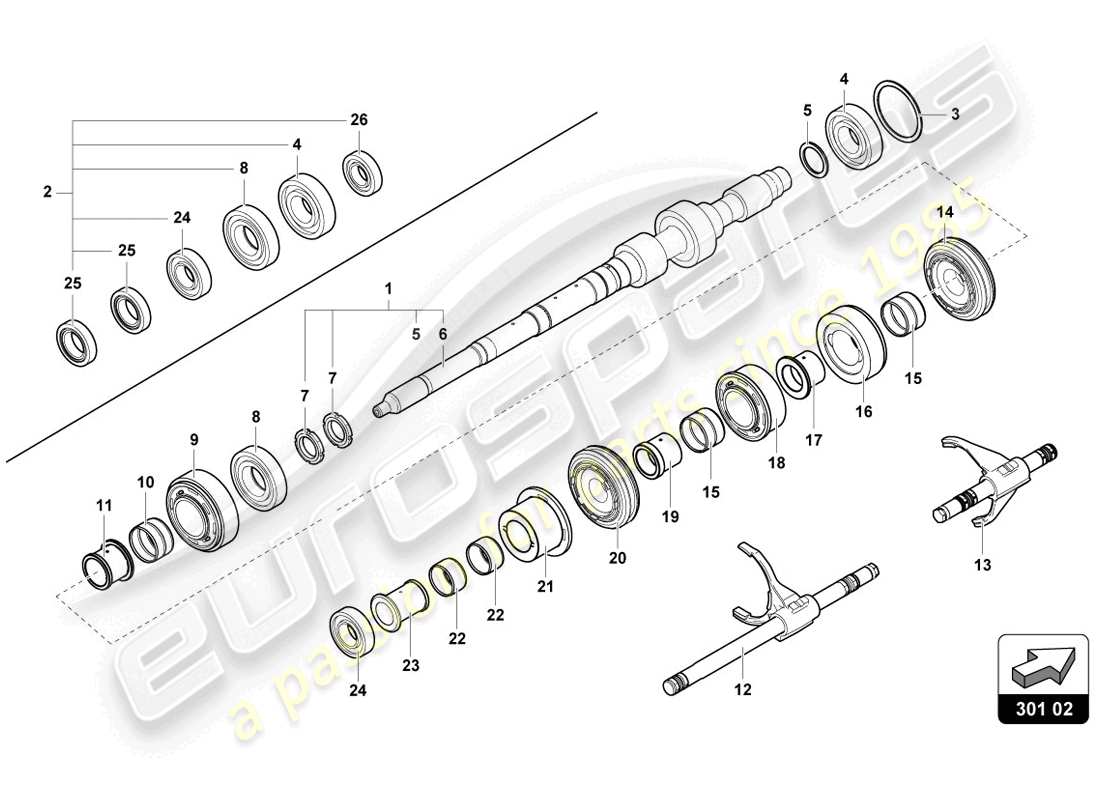 lamborghini lp720-4 coupe 50 (2014) eje de la caja de engranajes de reducción diagrama de piezas