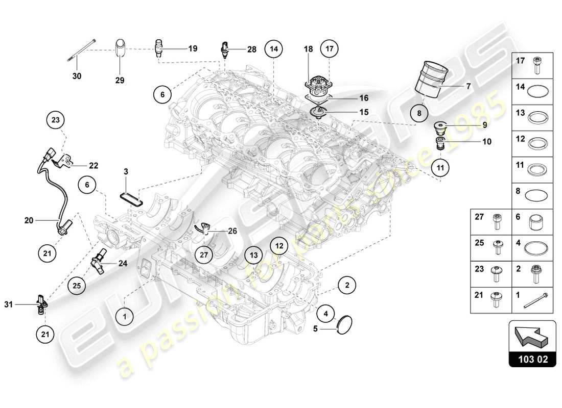 lamborghini 2014 (lp720-4 coupe 50) diagrama de piezas del cárter de aceite