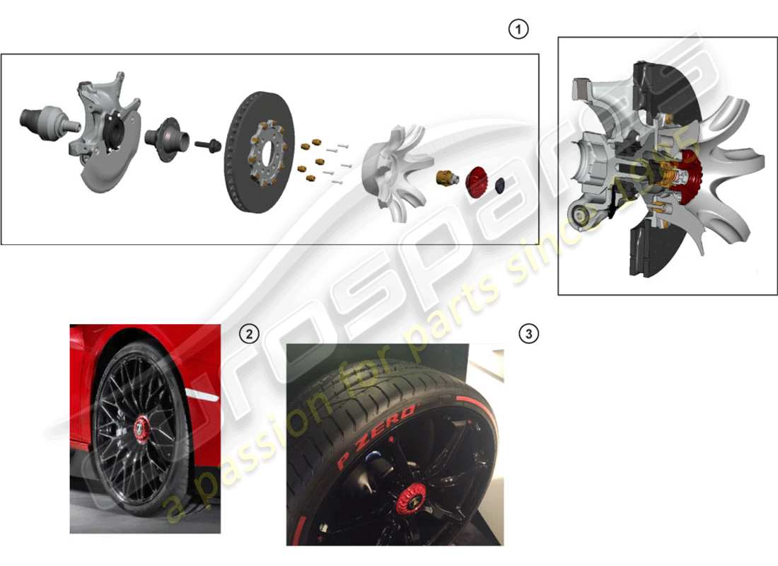 lamborghini accessories (lp770-4 svj coupe) diagrama de piezas de la tuerca de rueda