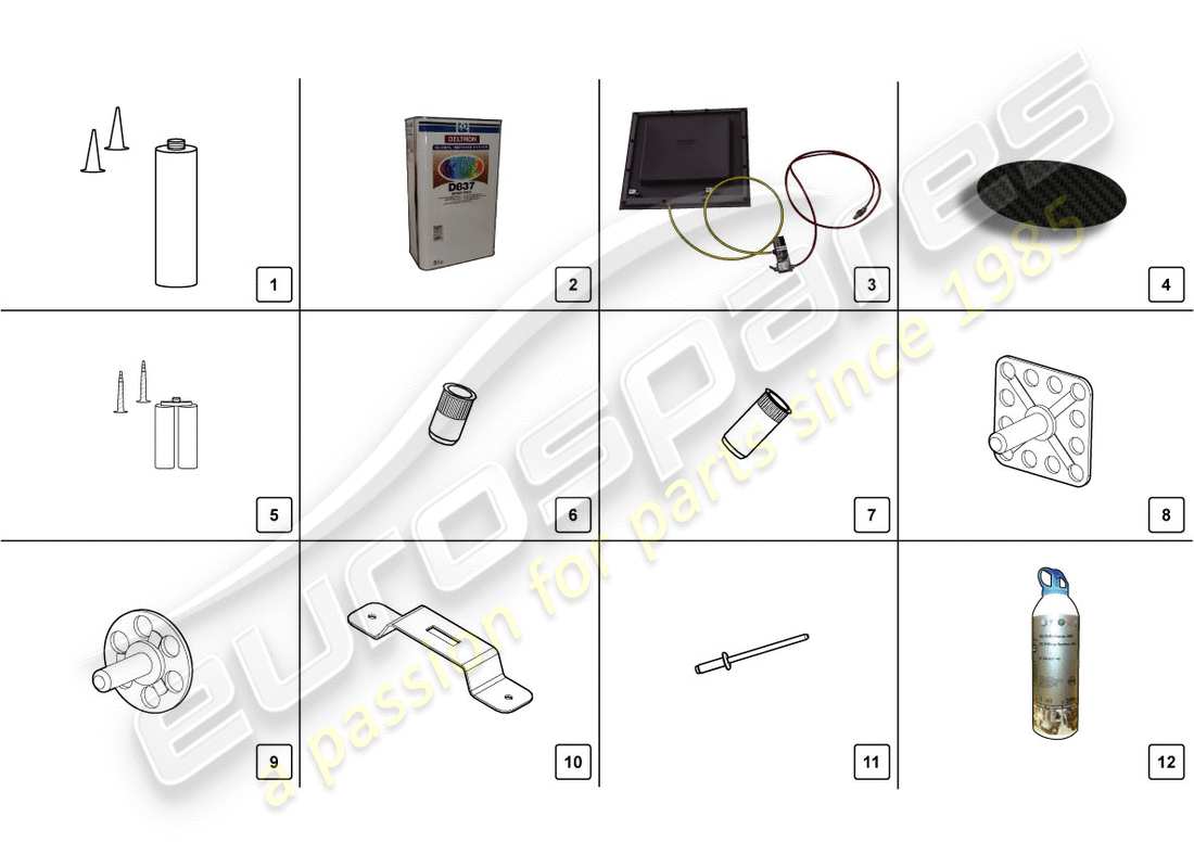 lamborghini lp700-4 coupe (2012) diagrama de piezas del juego de reparación