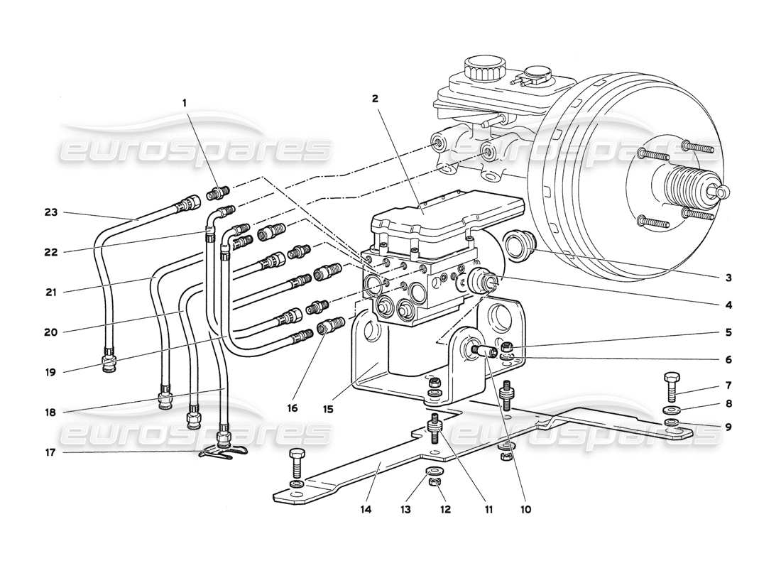 lamborghini diablo 6.0 (2001) diagrama de piezas de la ecu del abs electrohidráulico