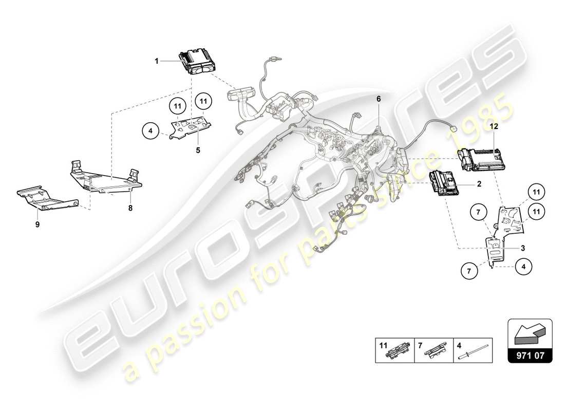 lamborghini performante spyder (2019) diagrama de piezas de la unidad de control del motor