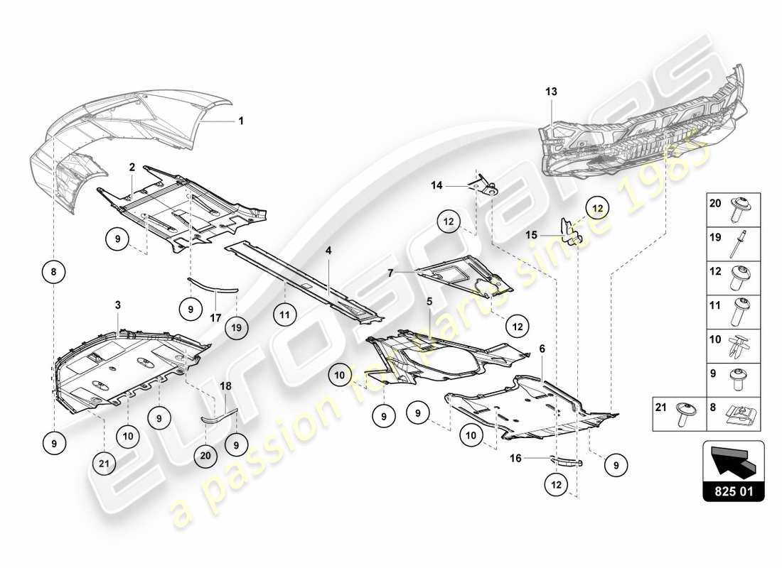 lamborghini lp610-4 avio (2017) panel de embellecedor para la sección inferior del marco diagrama de piezas