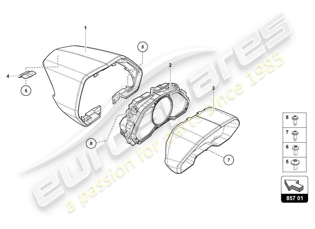 lamborghini lp720-4 coupe 50 (2014) instrumento combi diagrama de piezas