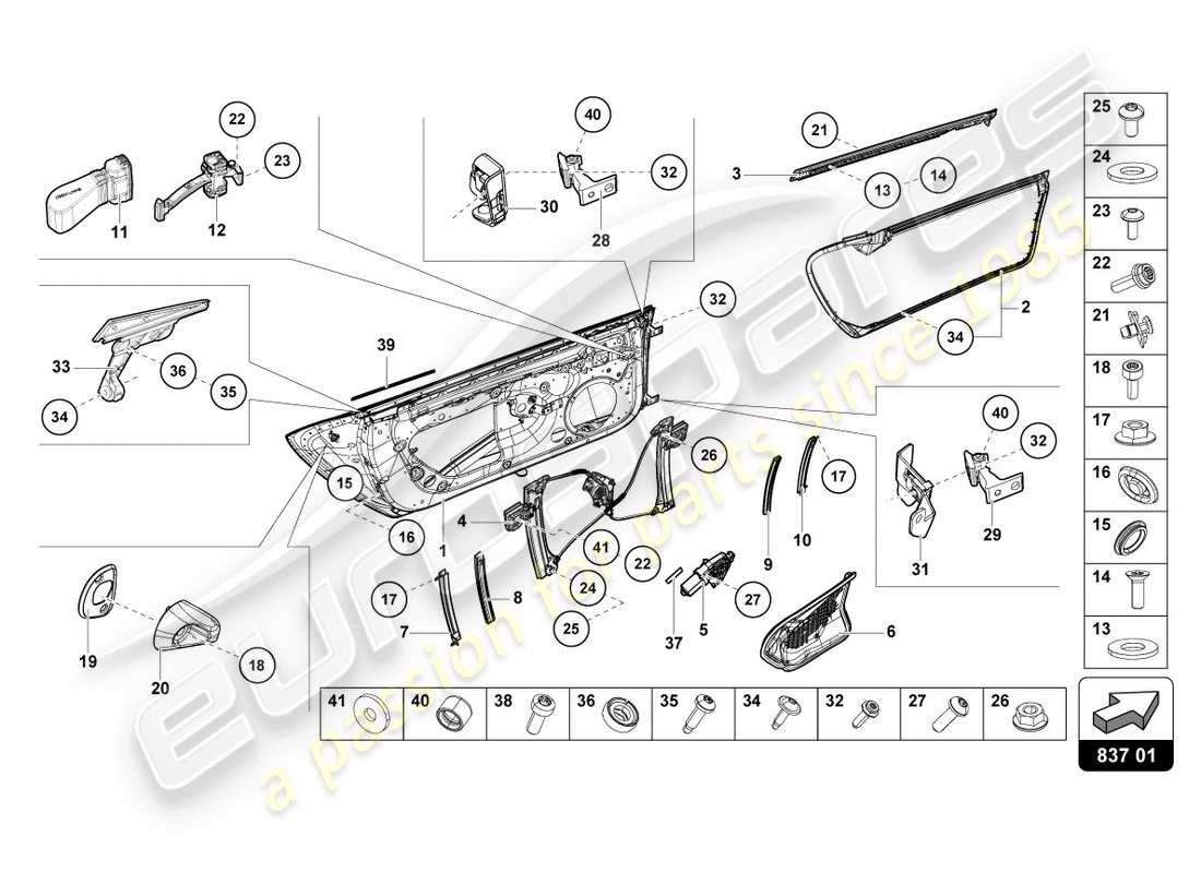 lamborghini lp610-4 spyder (2019) puertas diagrama de piezas