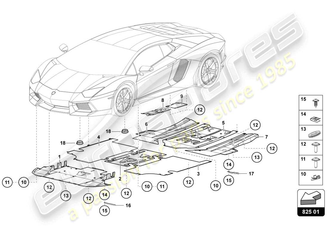 lamborghini 2014 (lp720-4 coupe 50) panel de embellecedor para la sección inferior del marco diagrama de piezas