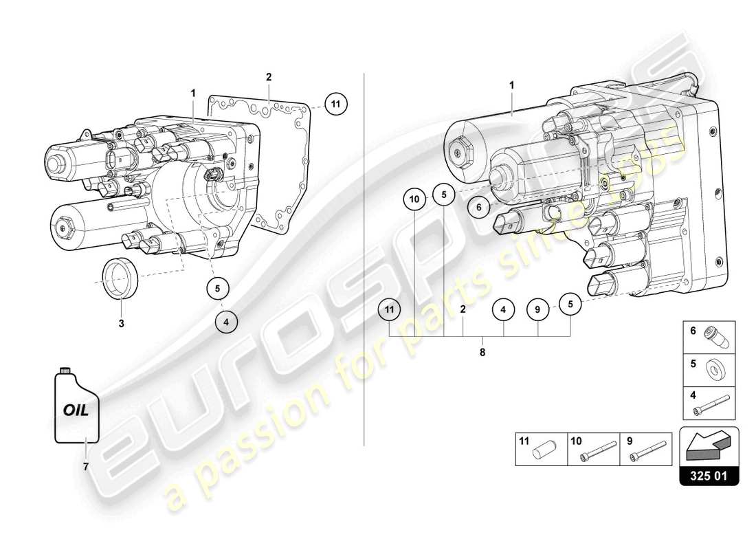lamborghini 2017 (lp750-4 sv coupe) unidad de control hidráulico diagrama de piezas