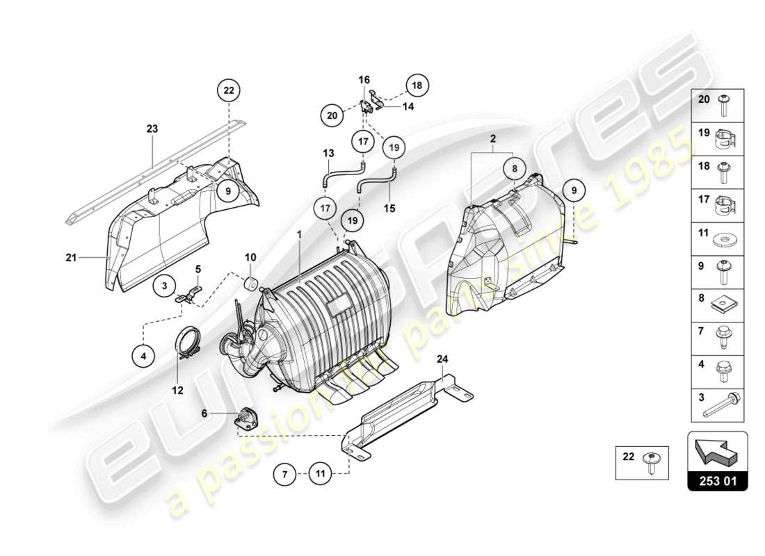 lamborghini lp750-4 sv coupe (2017) silenciador con catalizador diagrama de piezas