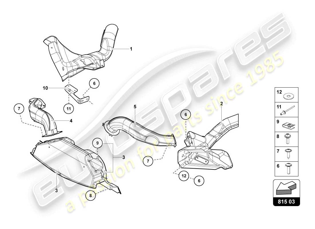lamborghini lp720-4 coupe 50 (2014) diagrama de piezas de cartón para conductos de aire