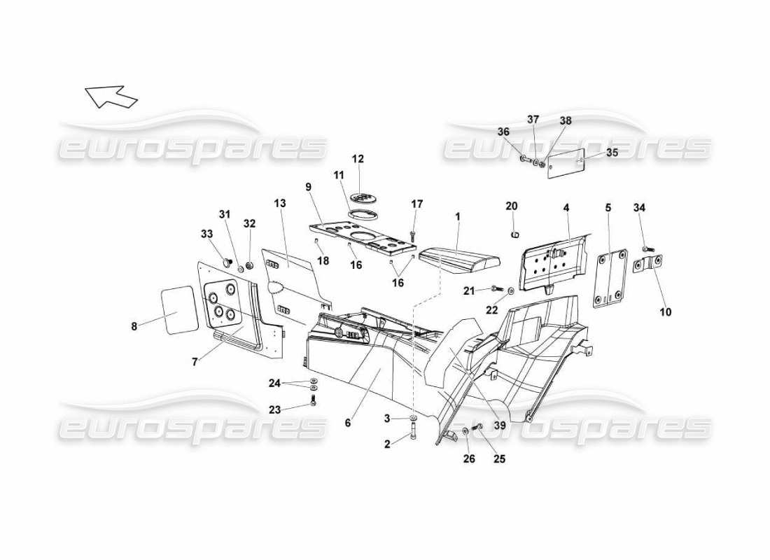 lamborghini murcielago lp670 diagrama de piezas del túnel