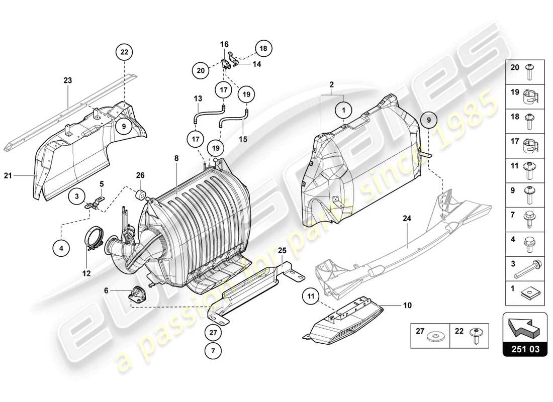 lamborghini 2014 (lp720-4 coupe 50) silenciador con catalizador diagrama de piezas