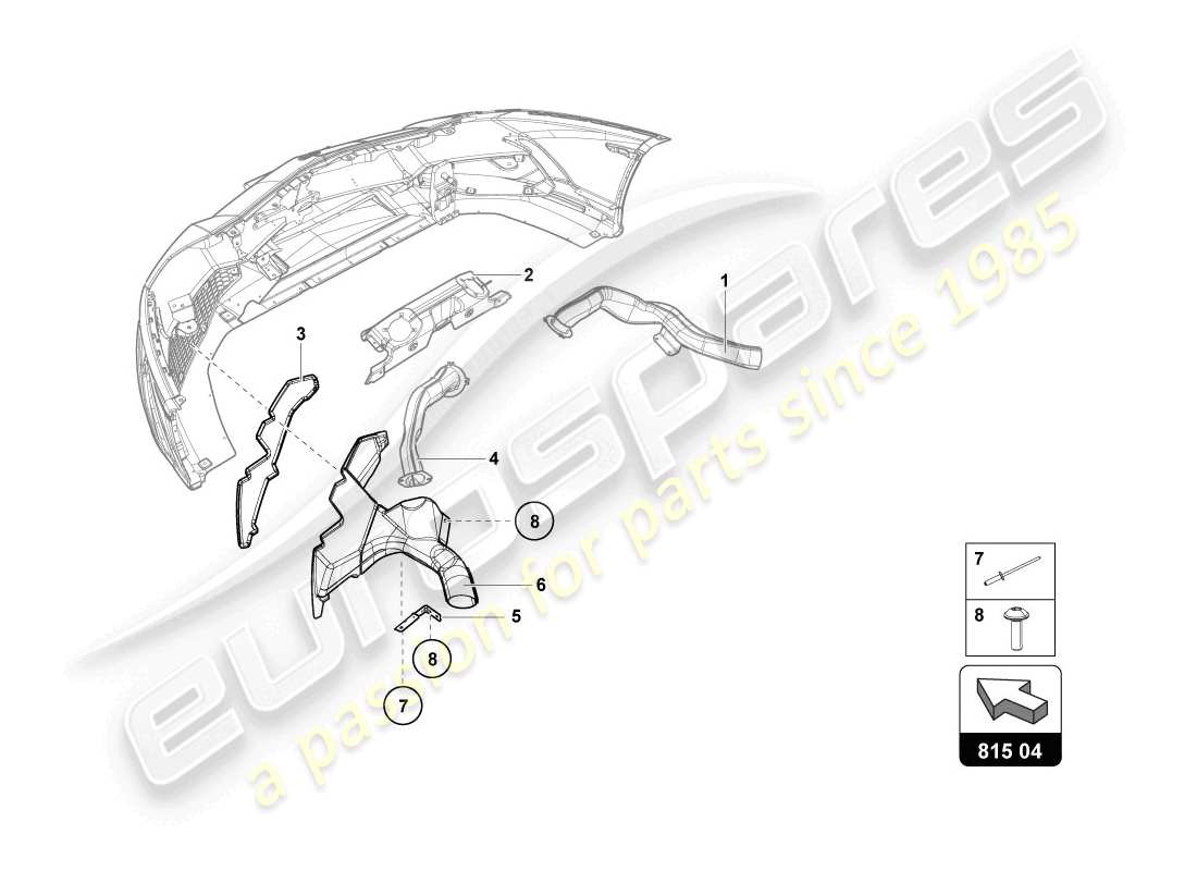 lamborghini lp720-4 coupe 50 (2014) diagrama de piezas de la guía aérea