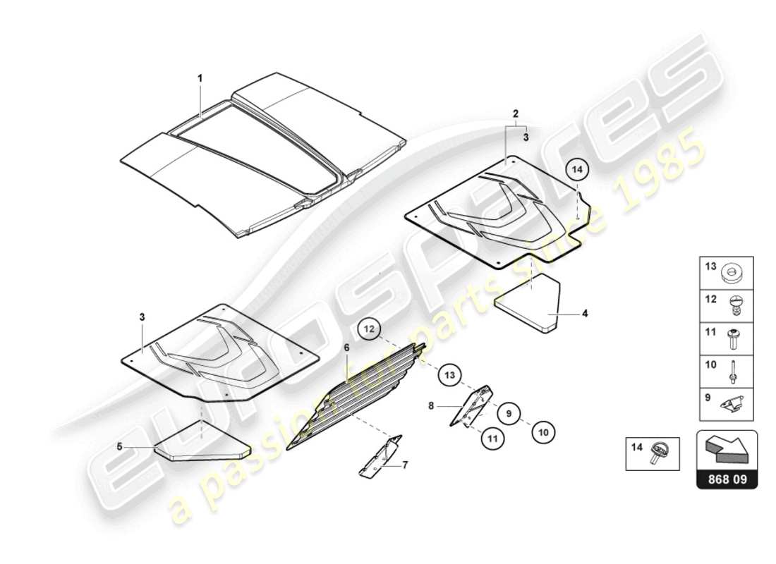 lamborghini sian (2020) decoración interior diagrama de piezas