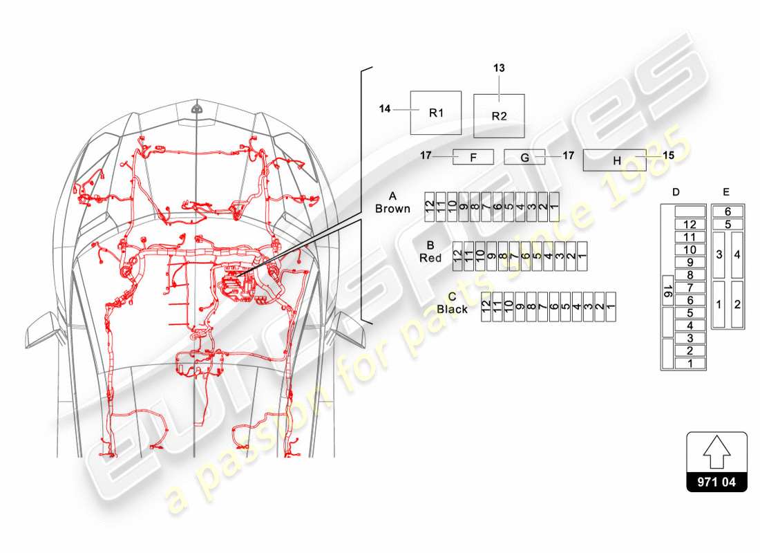 lamborghini 2012 (lp700-4 coupe)) diagrama de piezas del sistema eléctrico