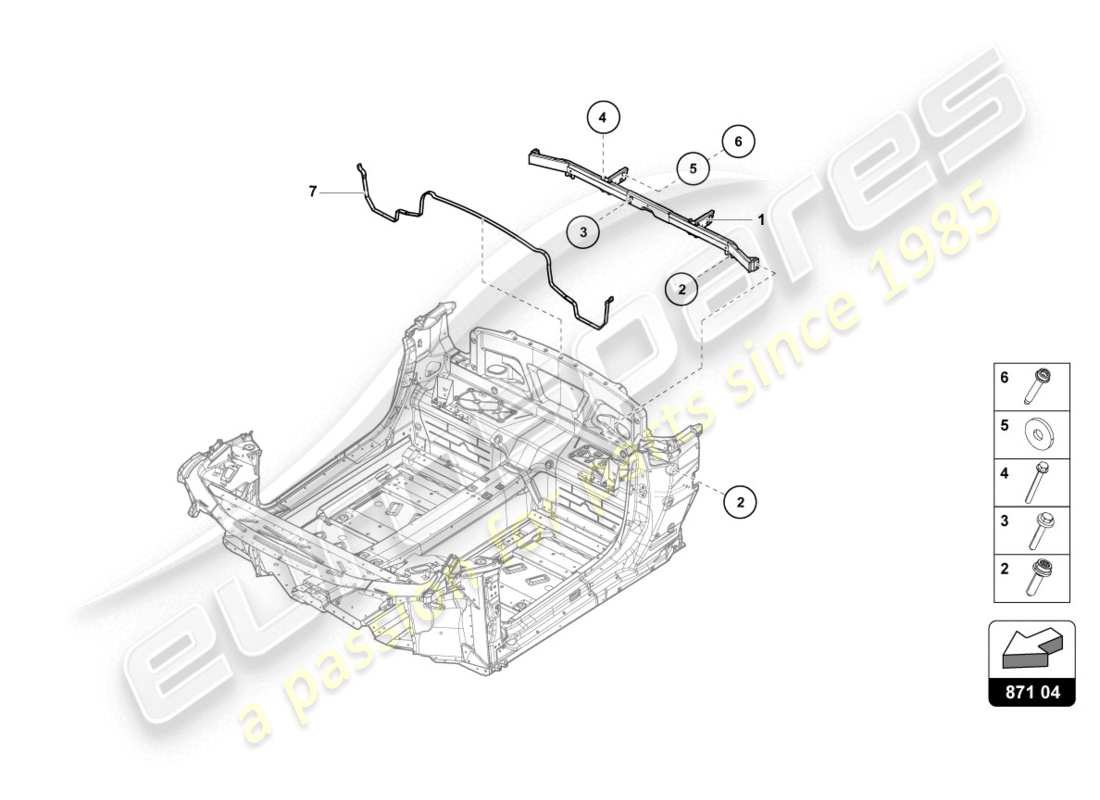 lamborghini evo spyder 2wd (2020) diagrama de piezas del travesaño