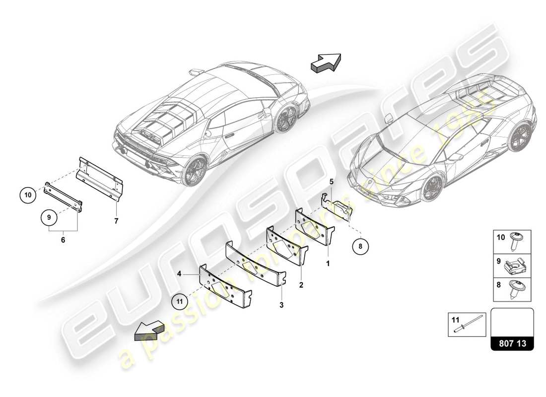 lamborghini evo coupe 2wd (2020) porta matrícula diagrama de piezas