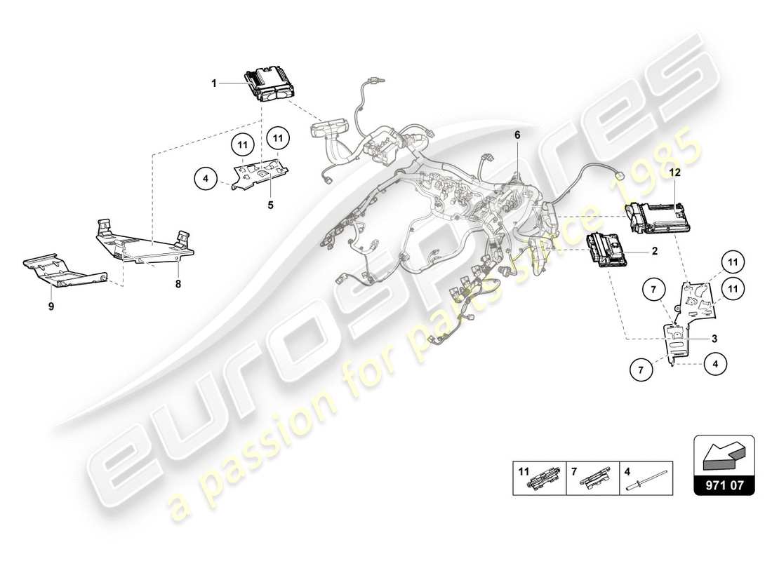 lamborghini 2018 (performante spyder) diagrama de piezas de la unidad de control del motor