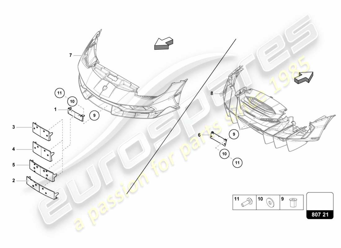 lamborghini centenario coupe (2017) porta matrícula diagrama de piezas