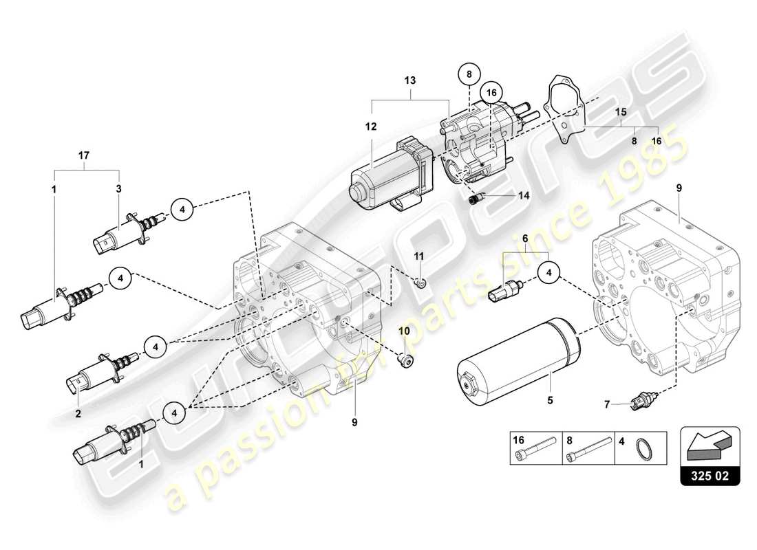 lamborghini lp740-4 s roadster (2020) unidad de control hidráulico diagrama de piezas