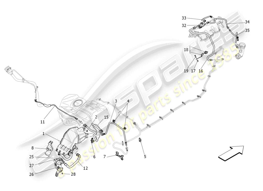 maserati levante gt (2022) fuel vapour recirculation system diagrama de piezas