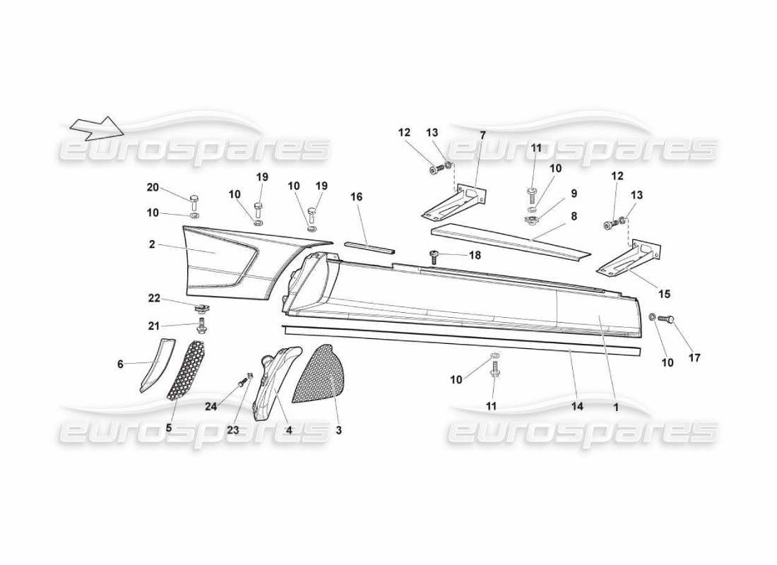 lamborghini murcielago lp670 miembro lateral externo derecho diagrama de piezas