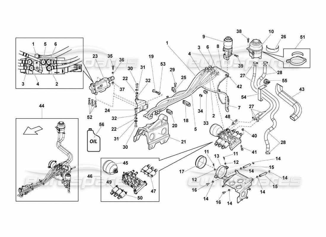 lamborghini murcielago lp670 diagrama de piezas del grupo de válvulas e-gear