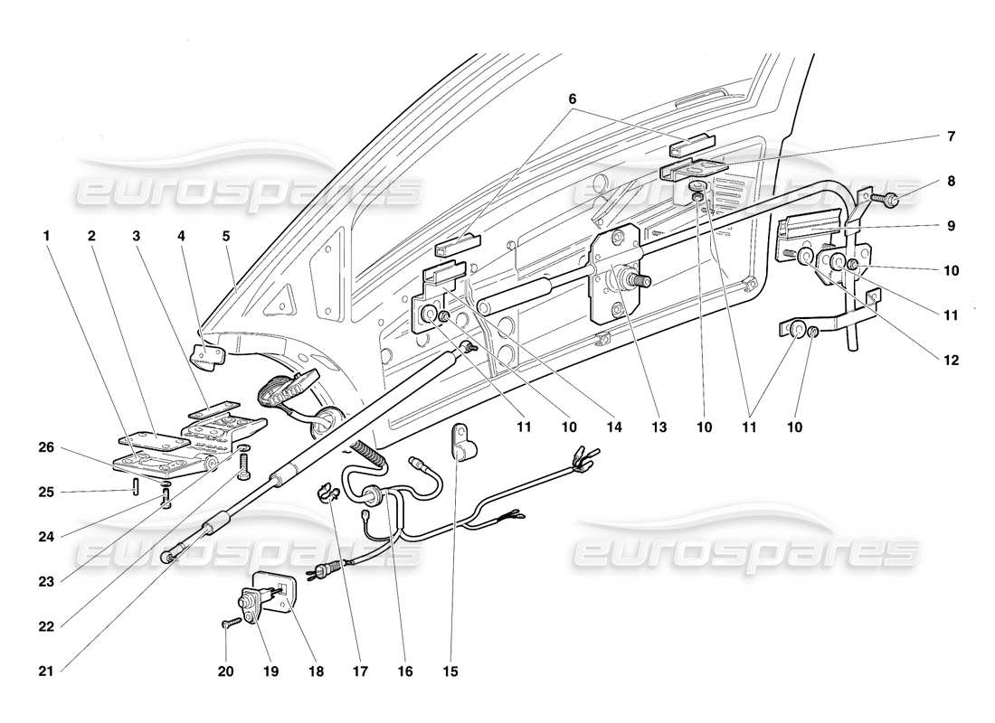 lamborghini diablo se30 (1995) diagrama de piezas de puertas