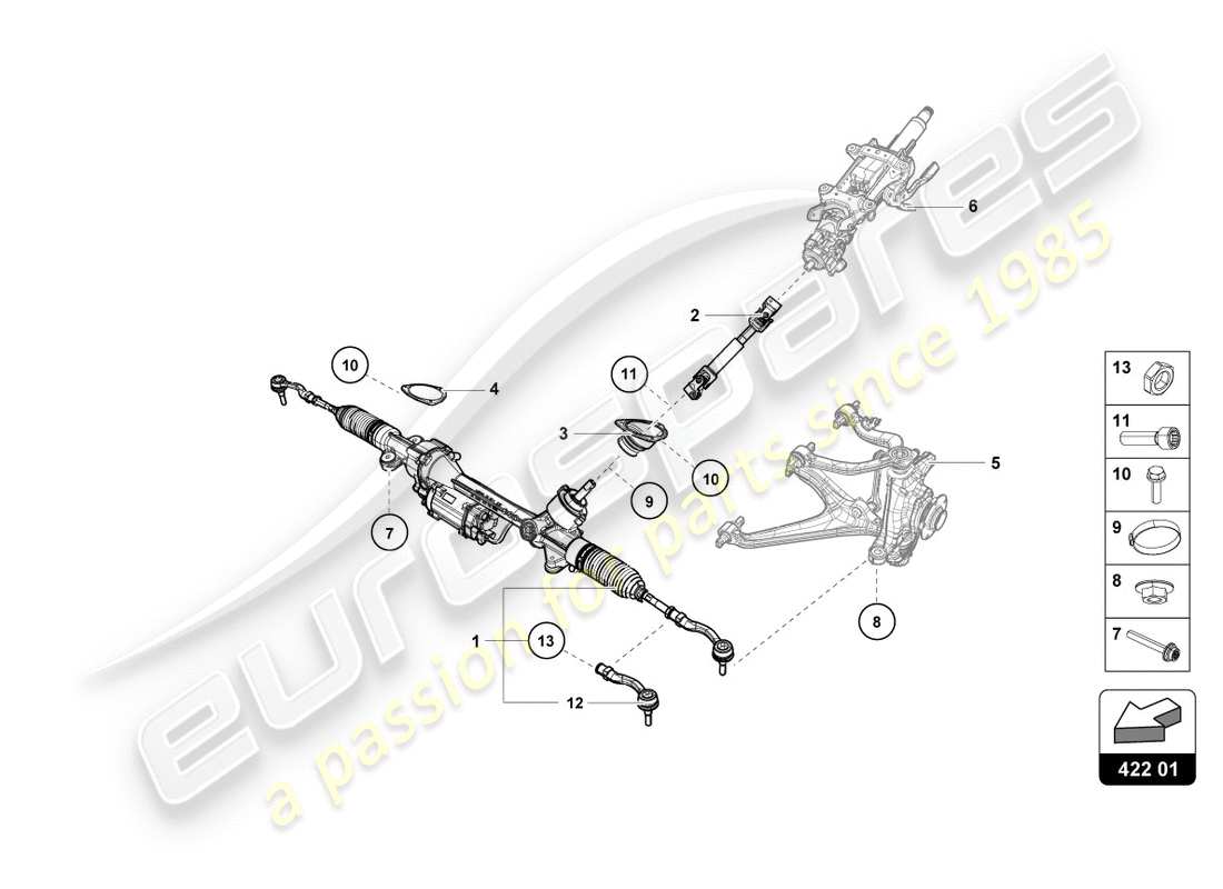 lamborghini performante spyder (2019) diagrama de piezas de la dirección asistida