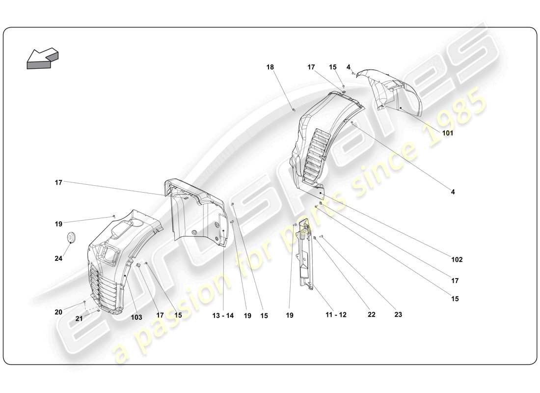 lamborghini super trofeo (2009-2014) arco circular diagrama de piezas