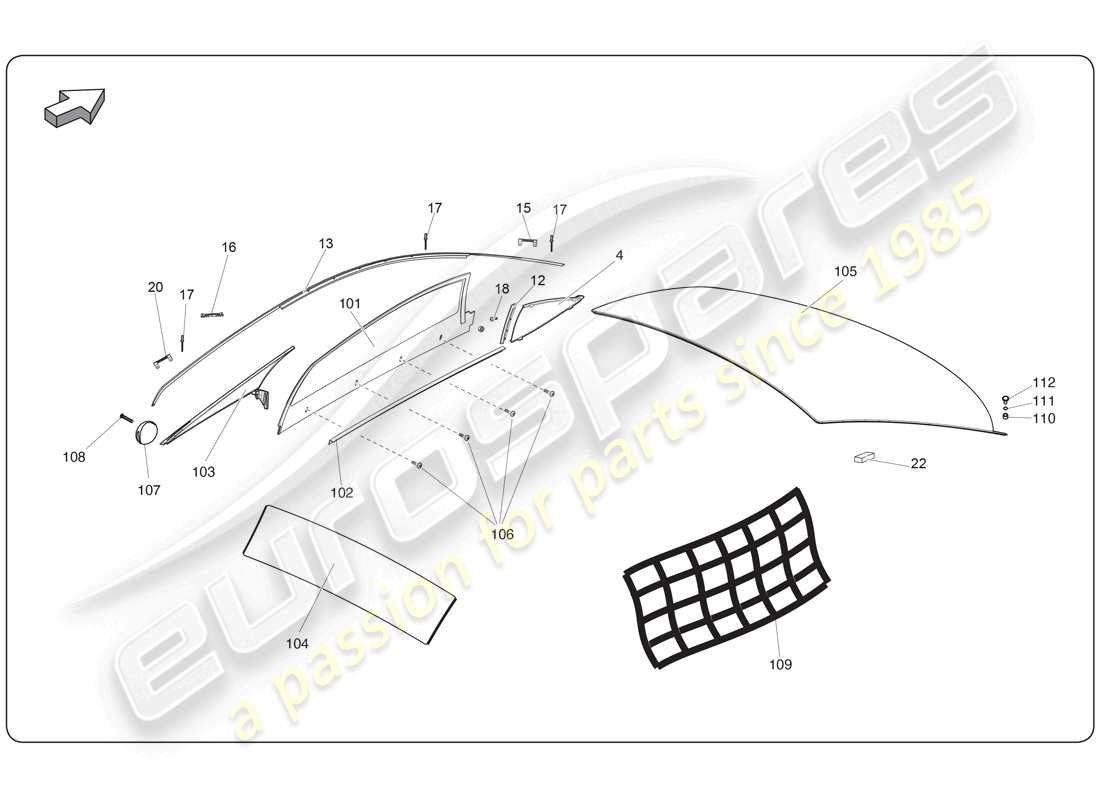 lamborghini super trofeo (2009-2014) ventana diagrama de piezas