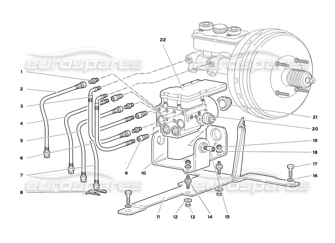 lamborghini diablo sv (1999) ecu del abs electrohidráulico diagrama de piezas