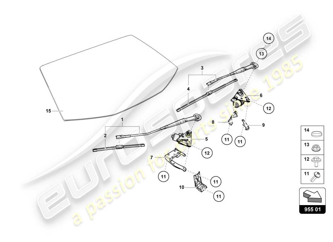 lamborghini 2017 (lp610-4 avio) diagrama de piezas del limpiaparabrisas