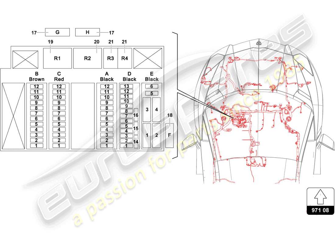 lamborghini 2021 (lp770-4 svj coupe) diagrama de piezas del sistema eléctrico