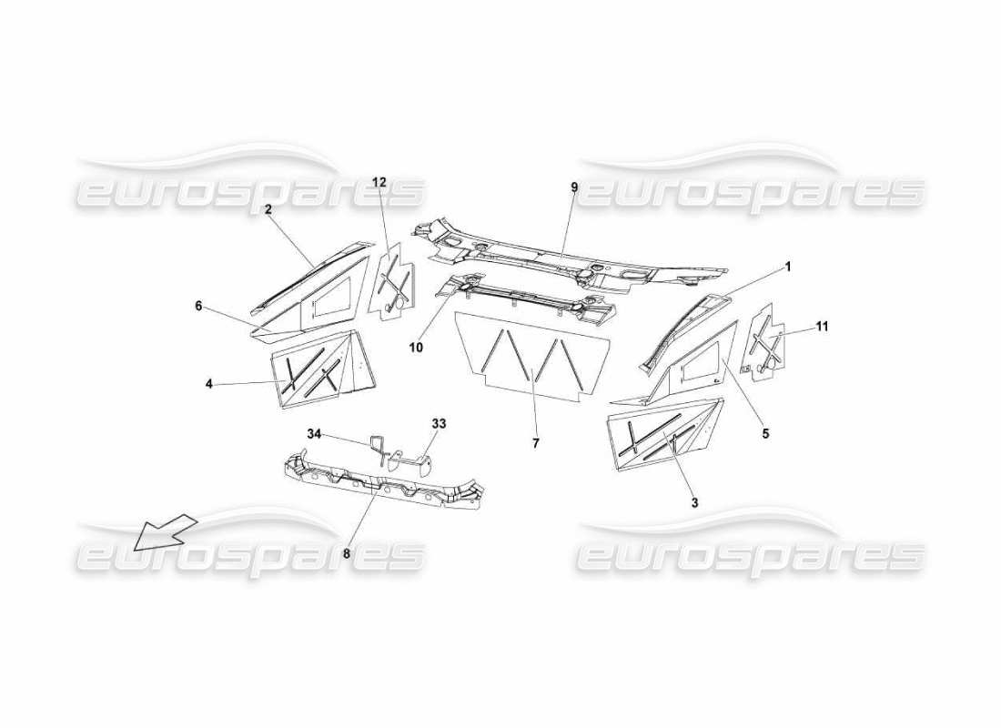lamborghini murcielago lp670 diagrama de piezas de elementos del marco