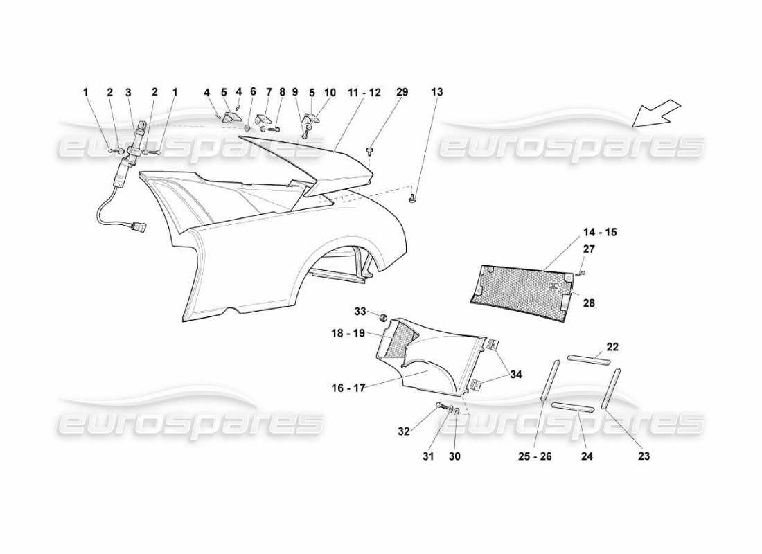 lamborghini murcielago lp670 toma de aire diagrama de piezas