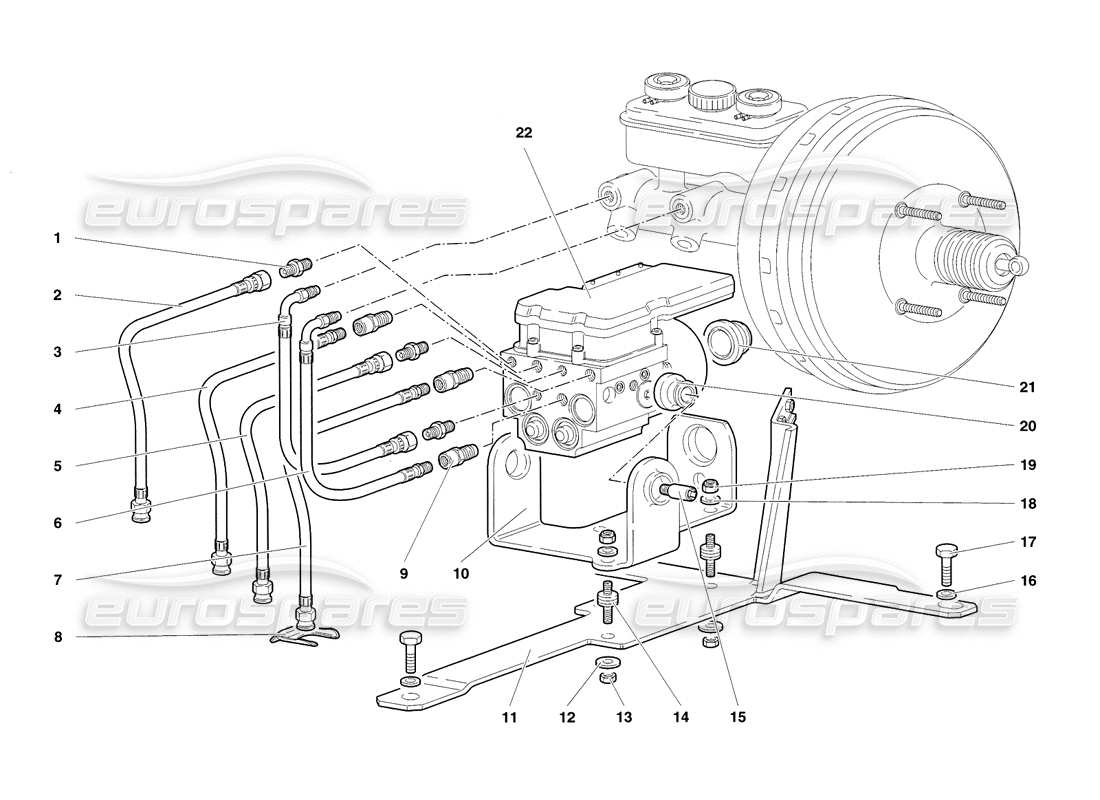 lamborghini diablo sv (1998) ecu del abs electrohidráulico diagrama de piezas