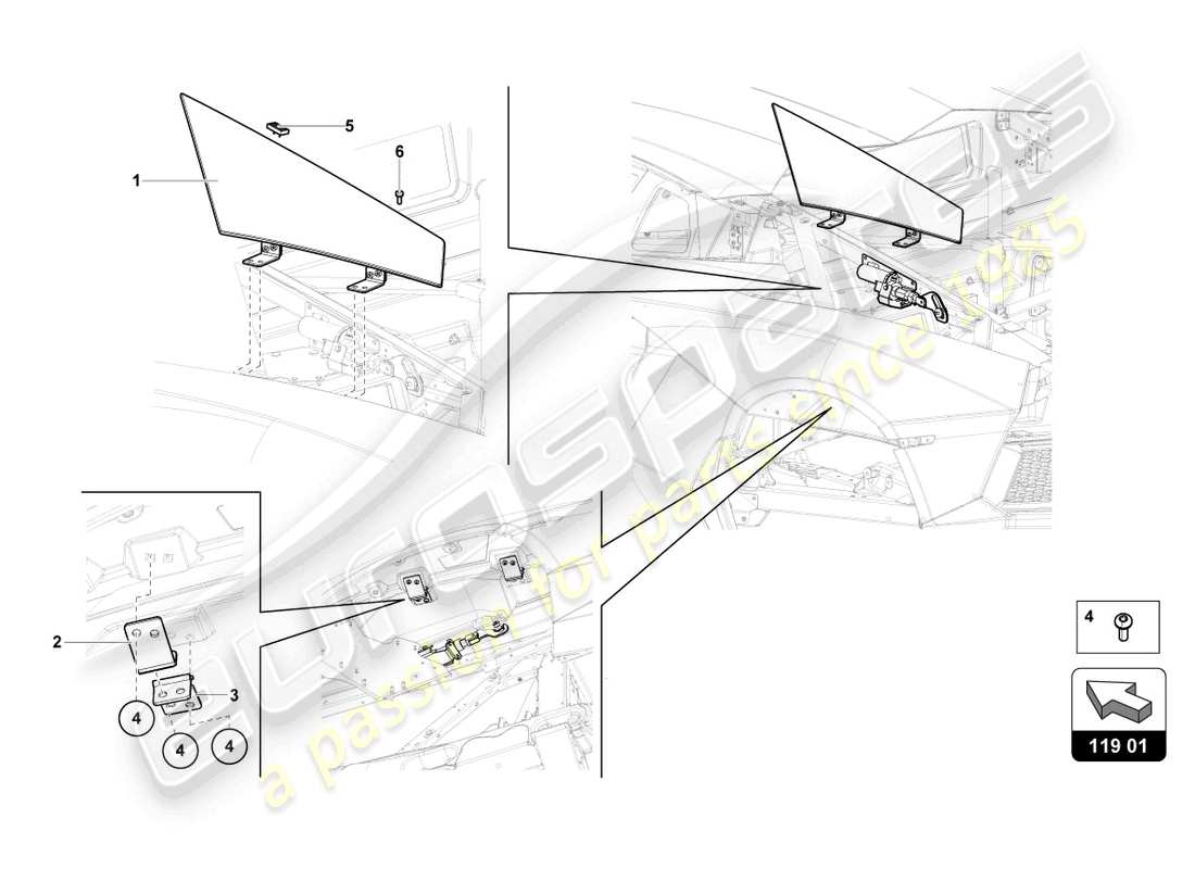 lamborghini lp720-4 roadster 50 (2015) diagrama de piezas de la flap de control de aire