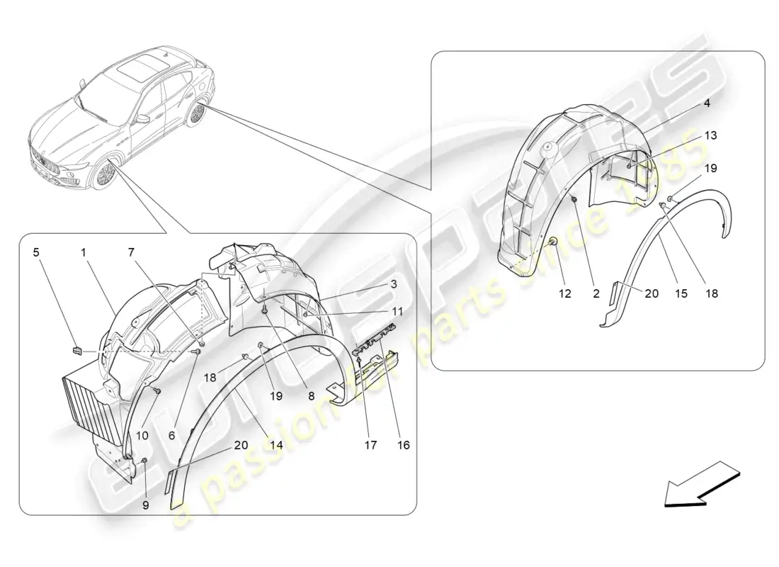maserati levante (2020) rueda y tapas diagrama de piezas