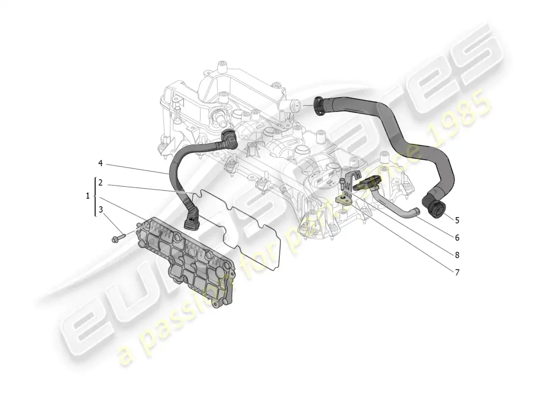 maserati grecale gt (2023) sistema de recirculación de vapor de aceite diagrama de piezas