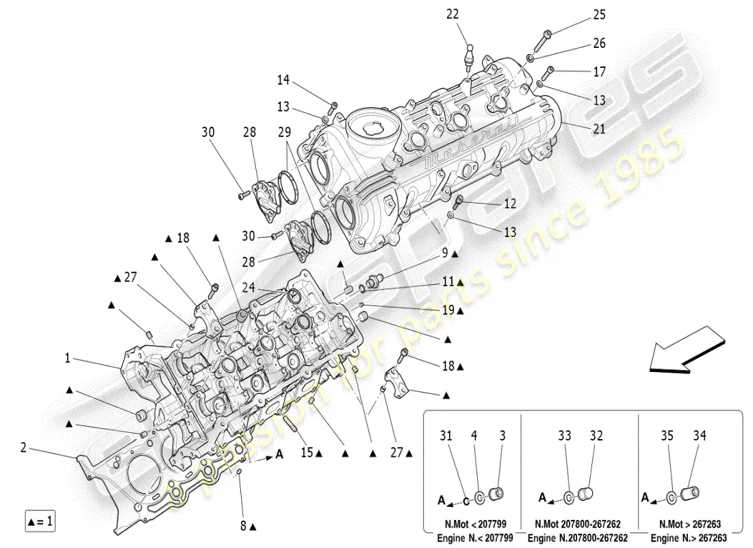 maserati ghibli (2019) culata izquierda diagrama de piezas