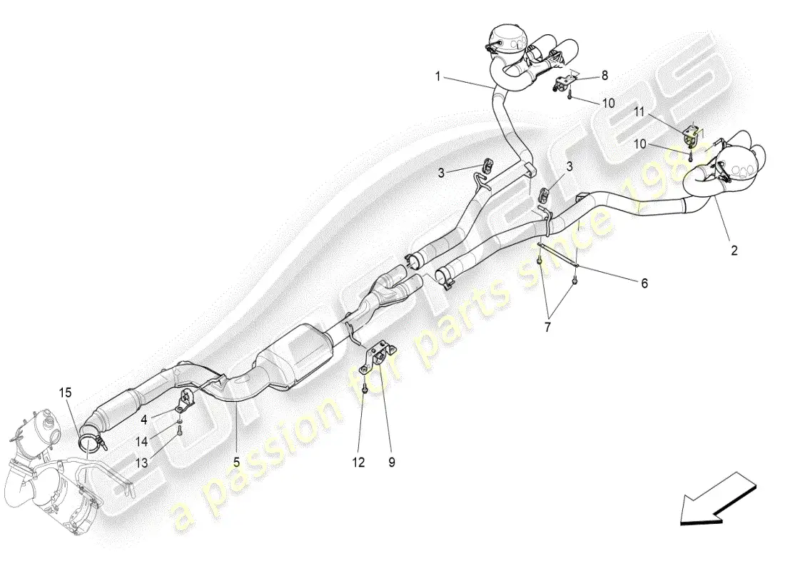 maserati ghibli (2019) diagrama de piezas de silenciadores