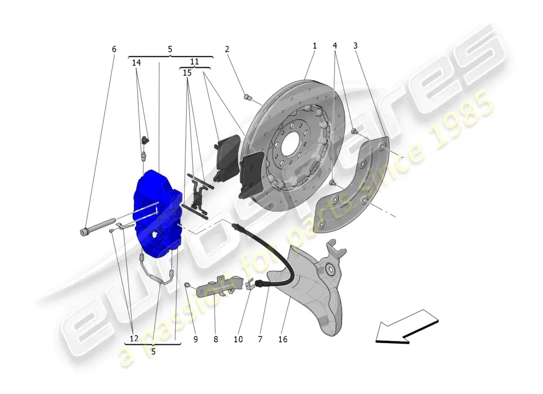 maserati mc20 (2022) braking devices on rear wheels diagrama de piezas