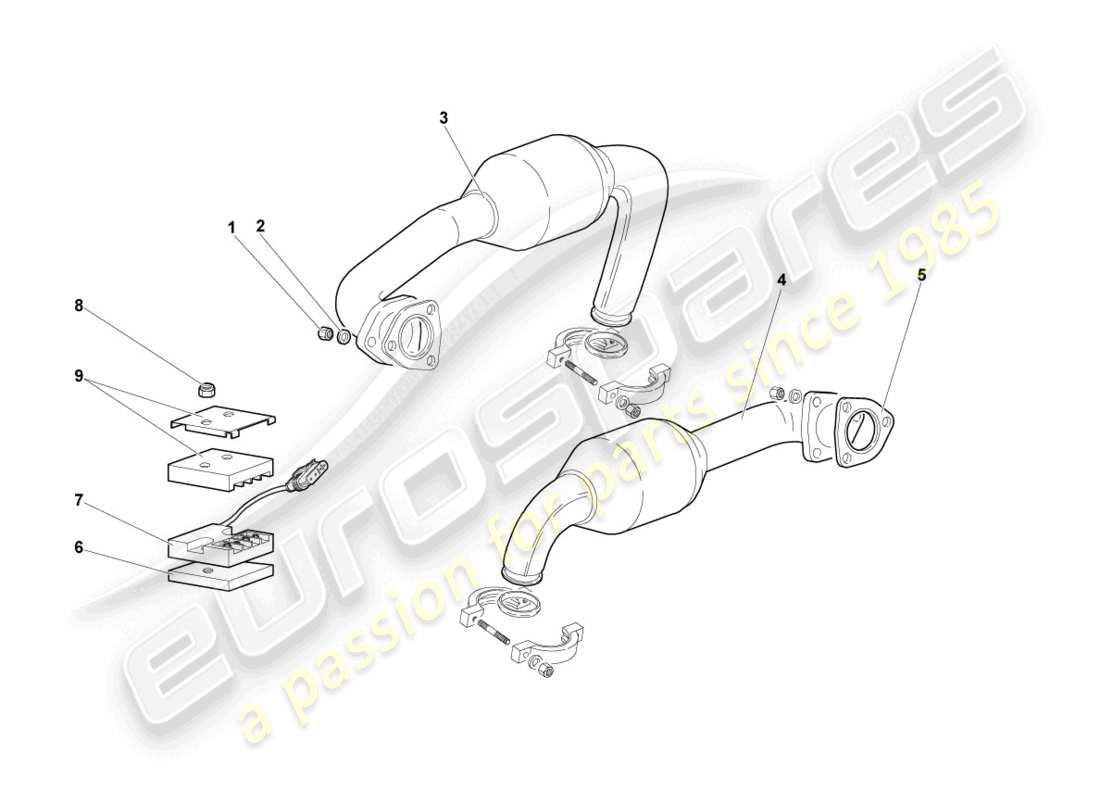 lamborghini murcielago coupe (2003) diagrama de piezas del sistema de escape